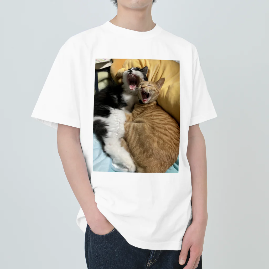 ayamomohidemiのキュートな猫猫あくび Heavyweight T-Shirt