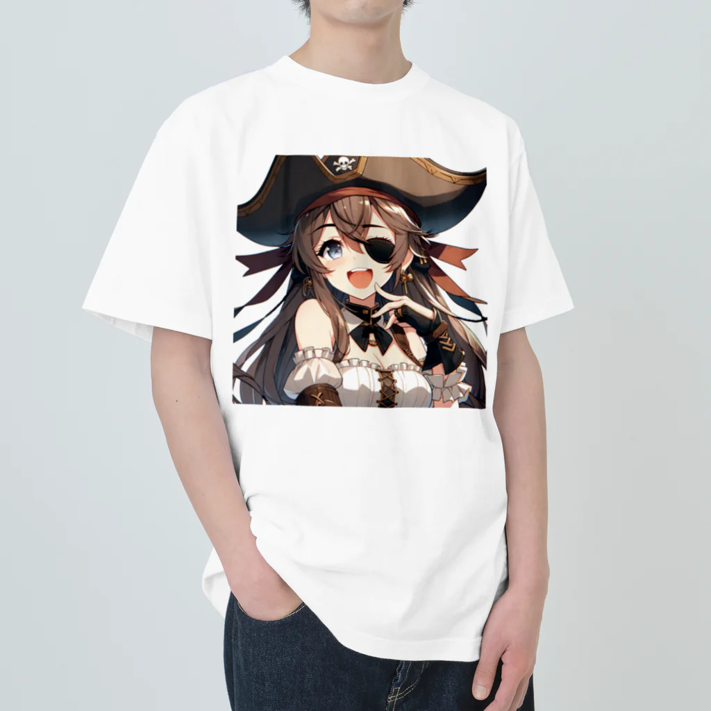 リリアのファンタジーのAI美少女リリアの海賊姿 Heavyweight T-Shirt