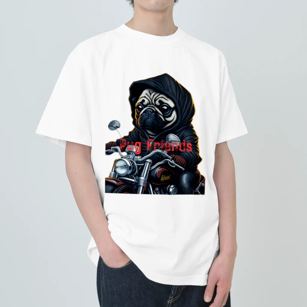 Pug Friendsのハーレー　PUGdogs Heavyweight T-Shirt