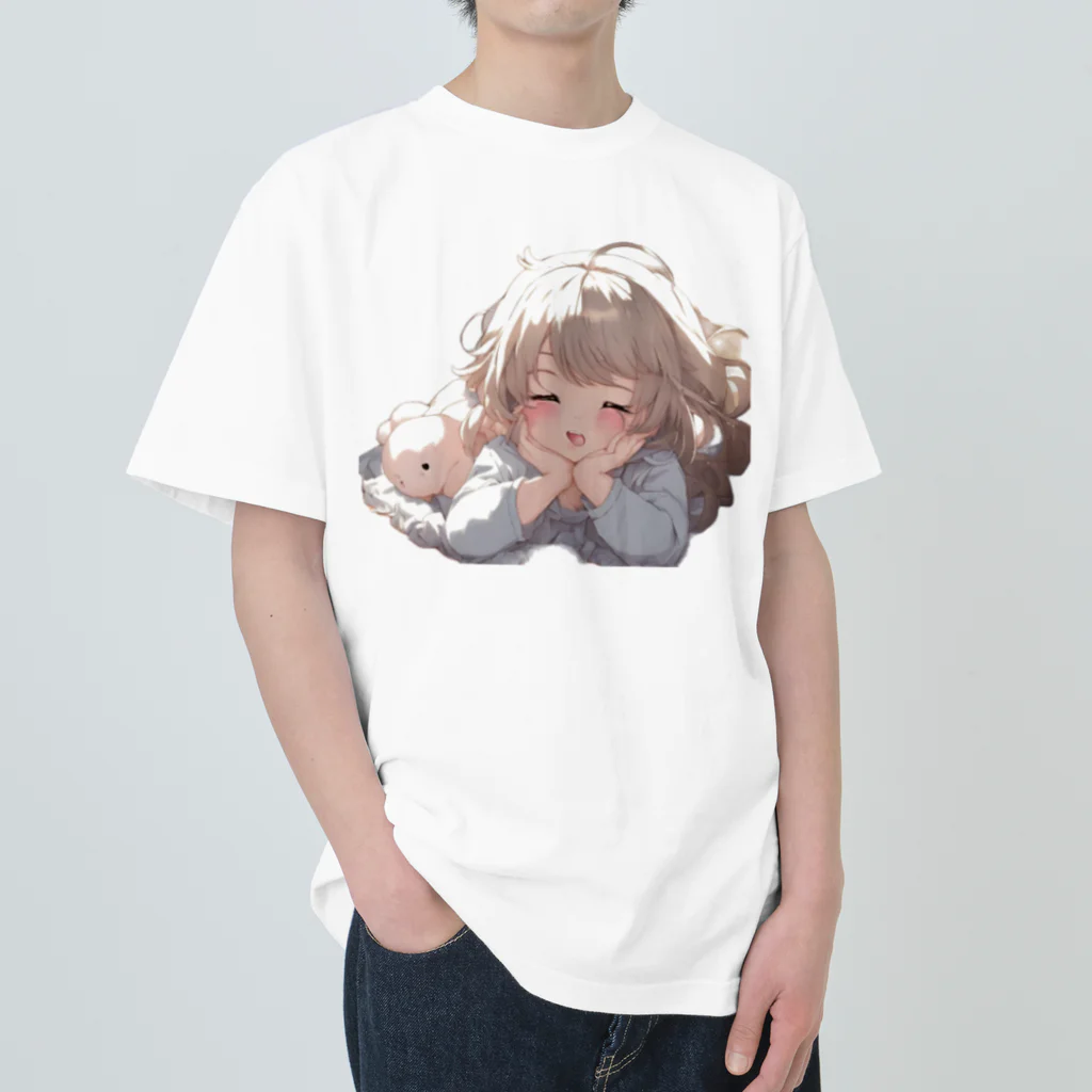 G-EICHISの眠れない夜の可愛い少女 ヘビーウェイトTシャツ