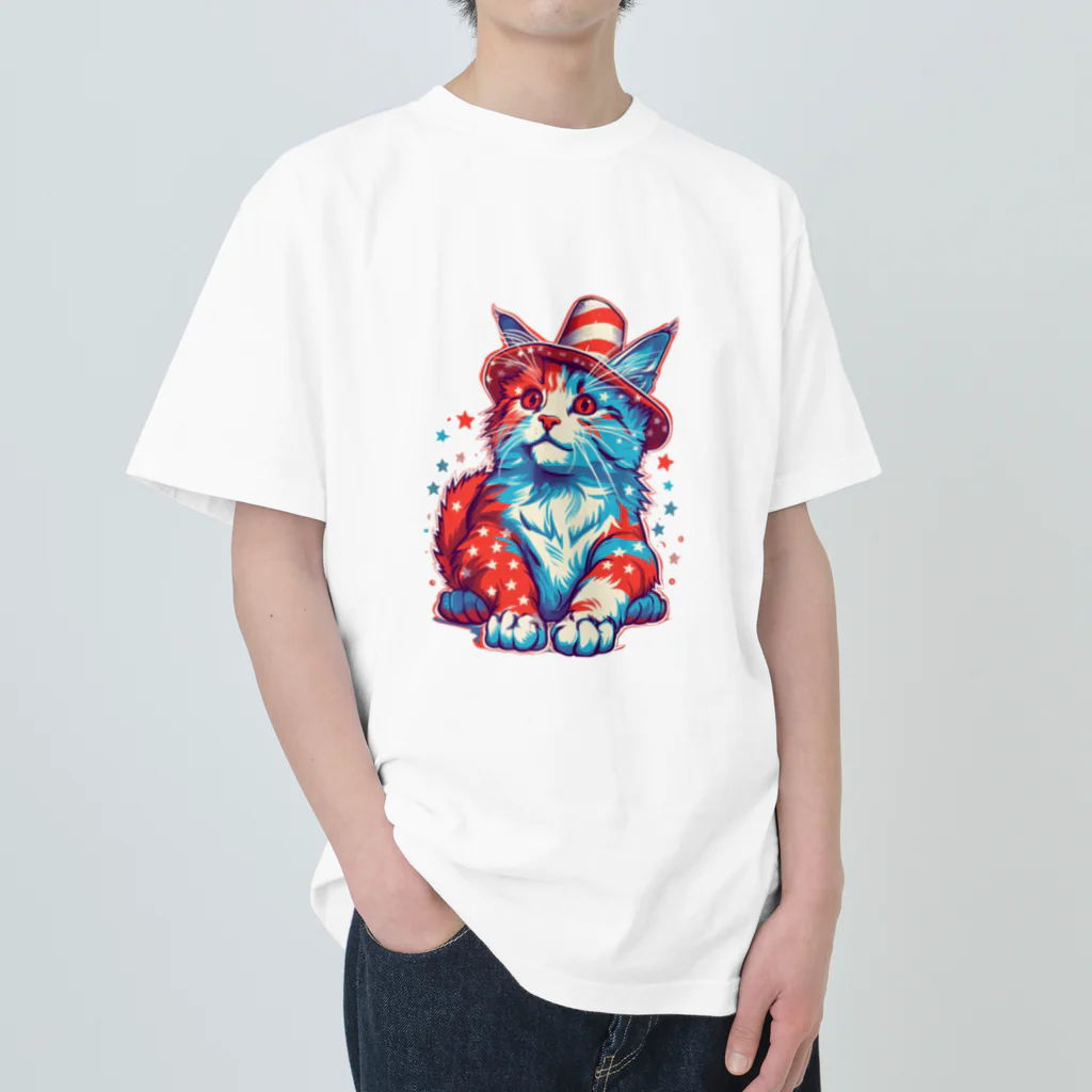 伊藤豊大の猫LOVEアメリカ　　 ヘビーウェイトTシャツ