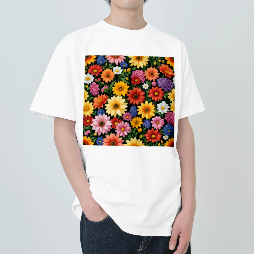 どさんこびより日和のいちめんの花々 ヘビーウェイトTシャツ