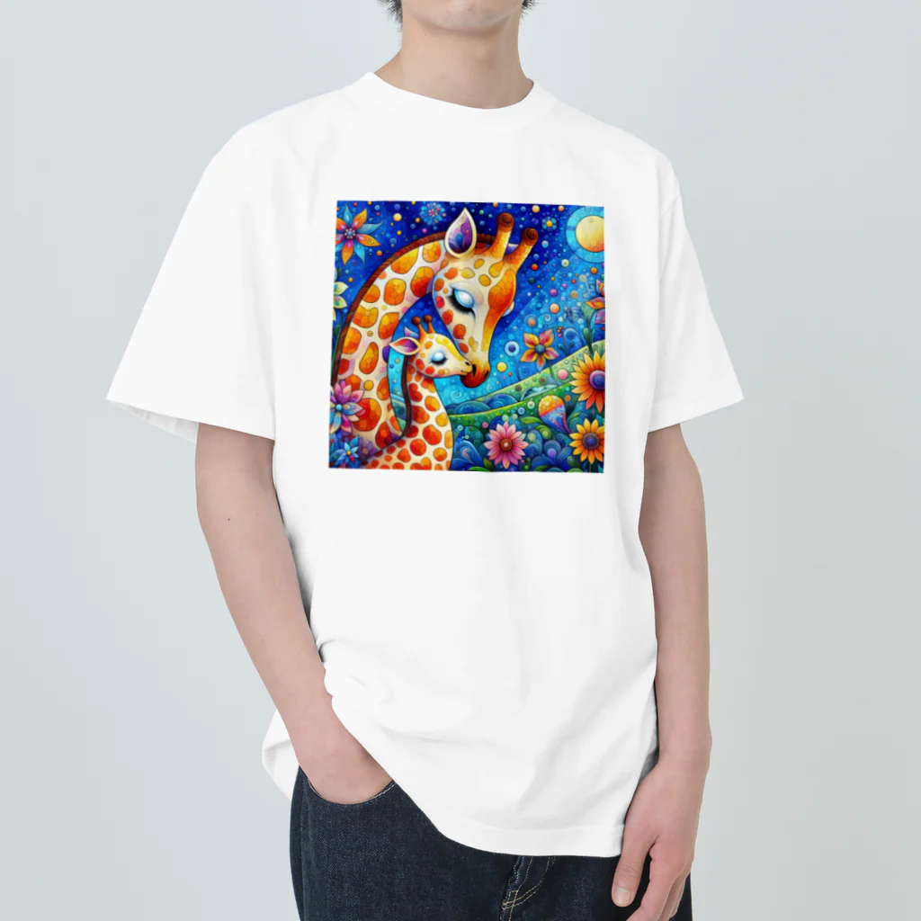 momoart8888の星空散歩🦒💫 ヘビーウェイトTシャツ