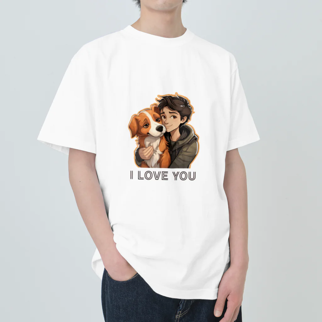 AwagoModeのI LOVE YOU(Dog&Boy) (38) Heavyweight T-Shirt