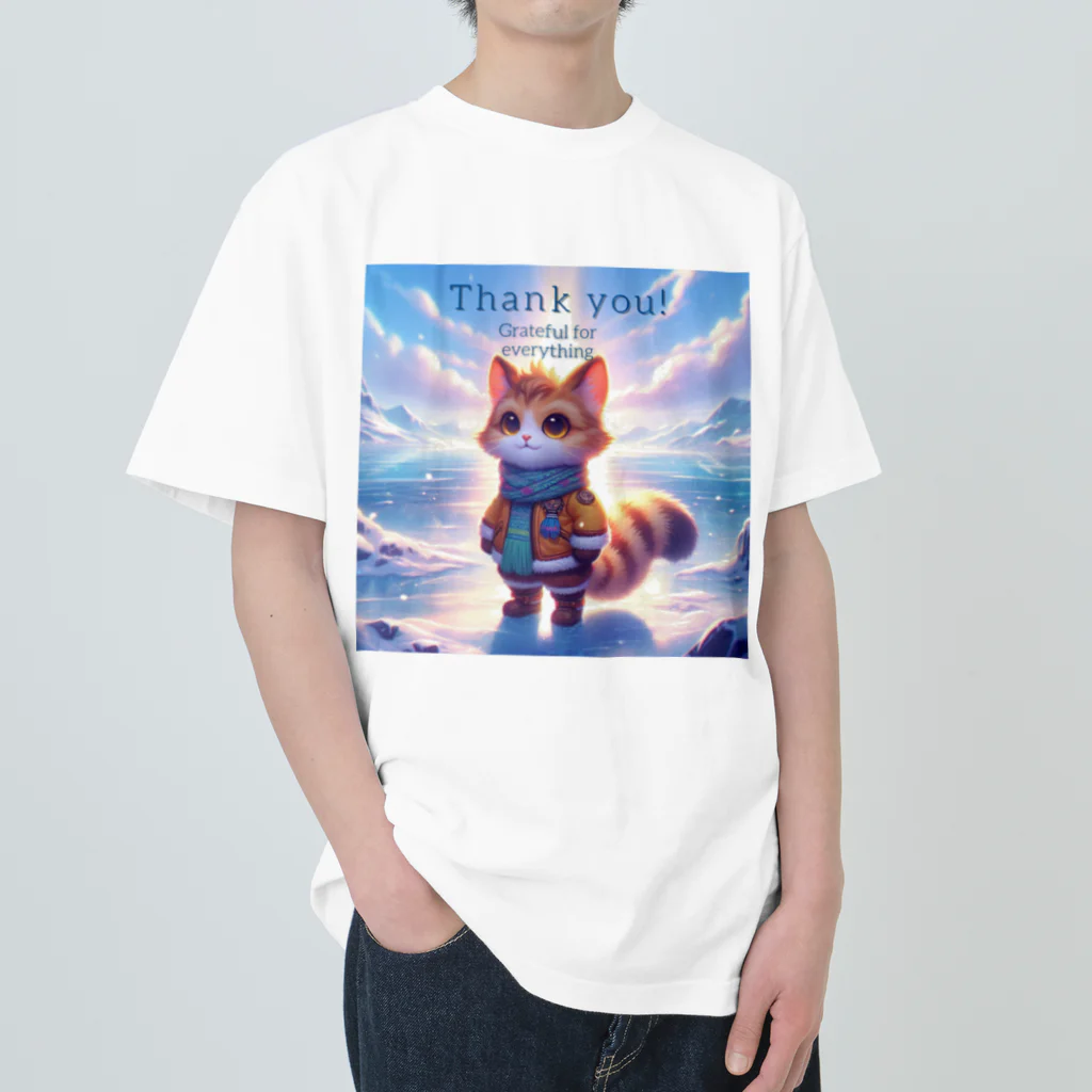 ビビりな番犬くんのふわふわフレンズ！にゃんこ Heavyweight T-Shirt