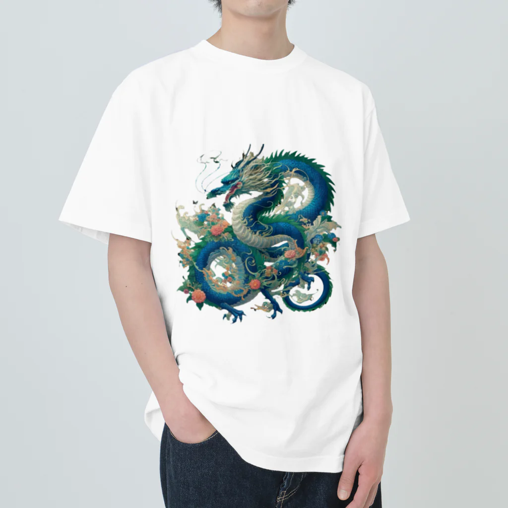 百花の碧龍 Heavyweight T-Shirt