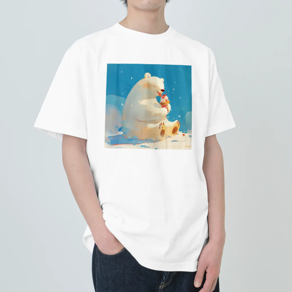 STUDIO OBAKERONのシロクマくんのおやつ ヘビーウェイトTシャツ