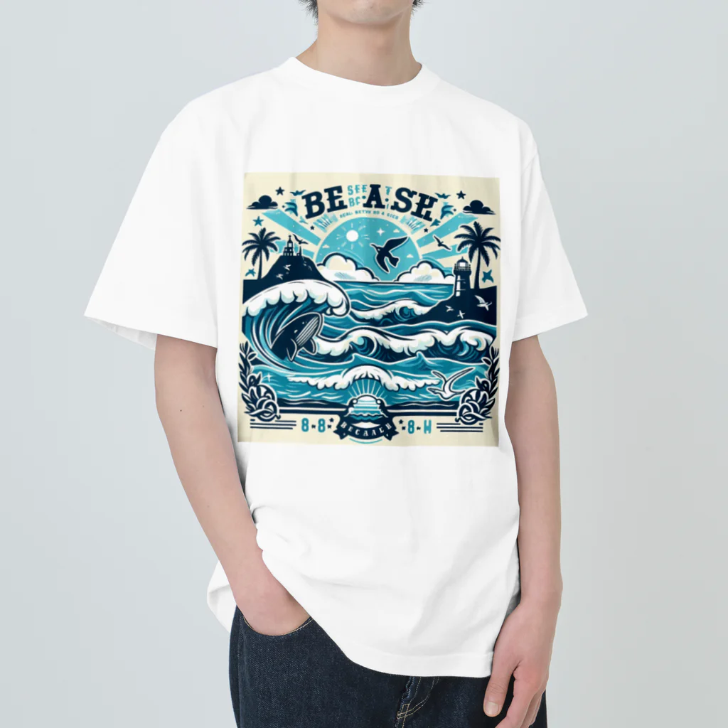 nijinosatoの青い海 Heavyweight T-Shirt