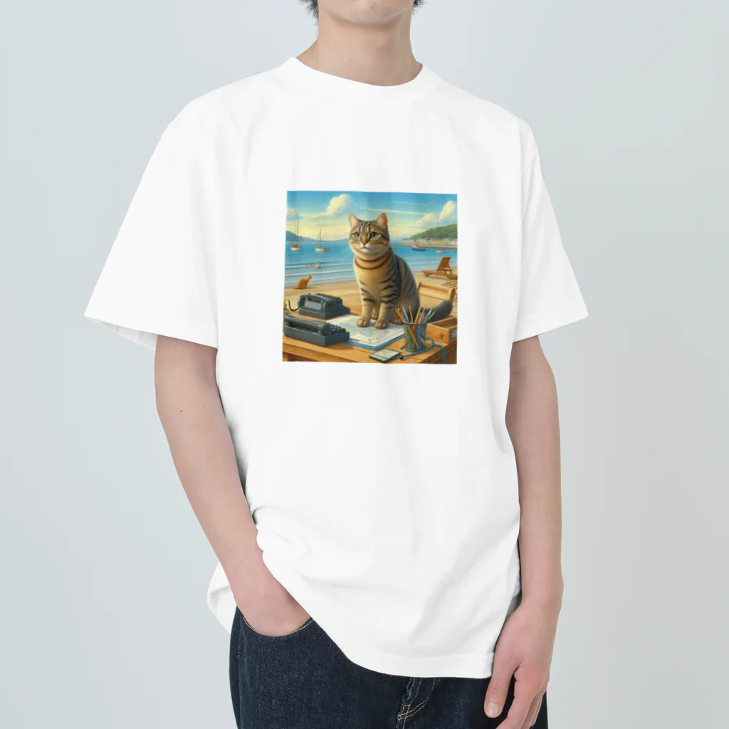 peace2024の海辺の仕事猫 Heavyweight T-Shirt