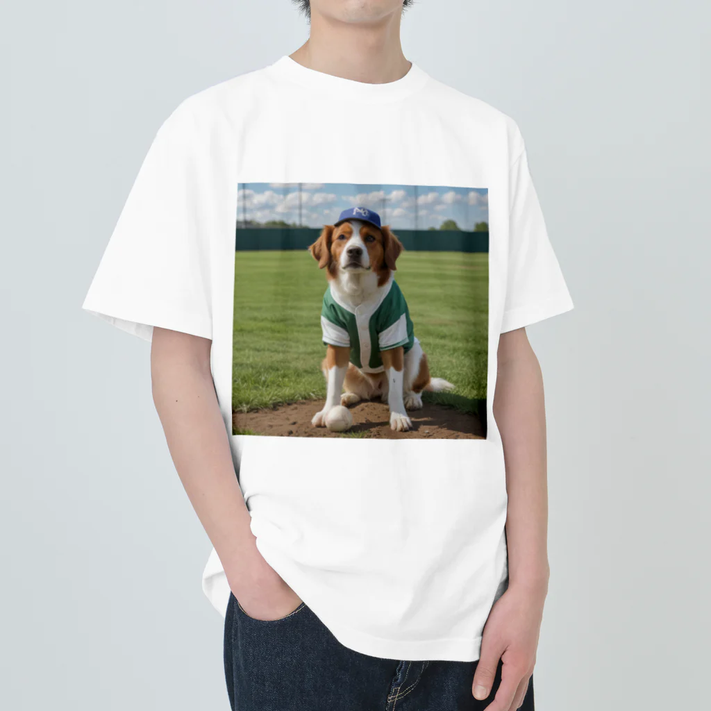 ぽめさくの犬野球 ヘビーウェイトTシャツ