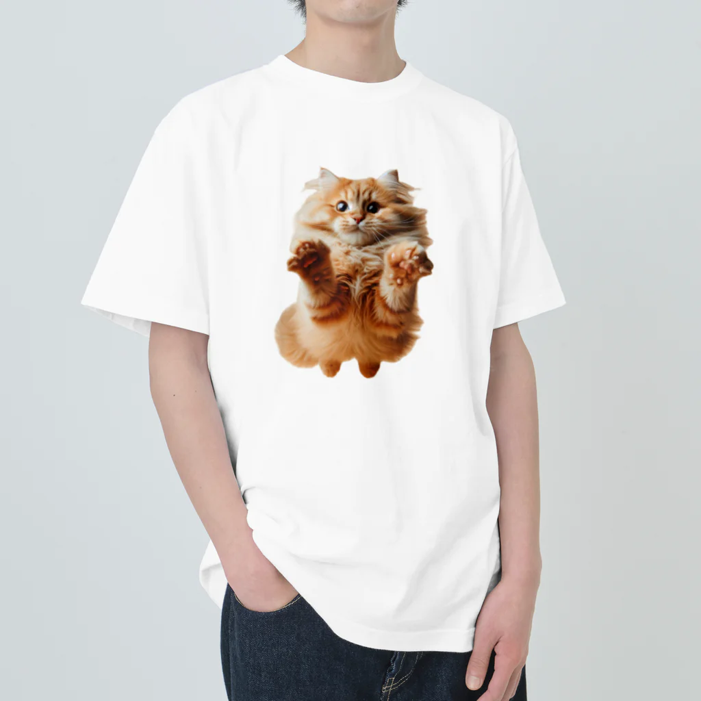 hikotakuの飛行猫 ヘビーウェイトTシャツ