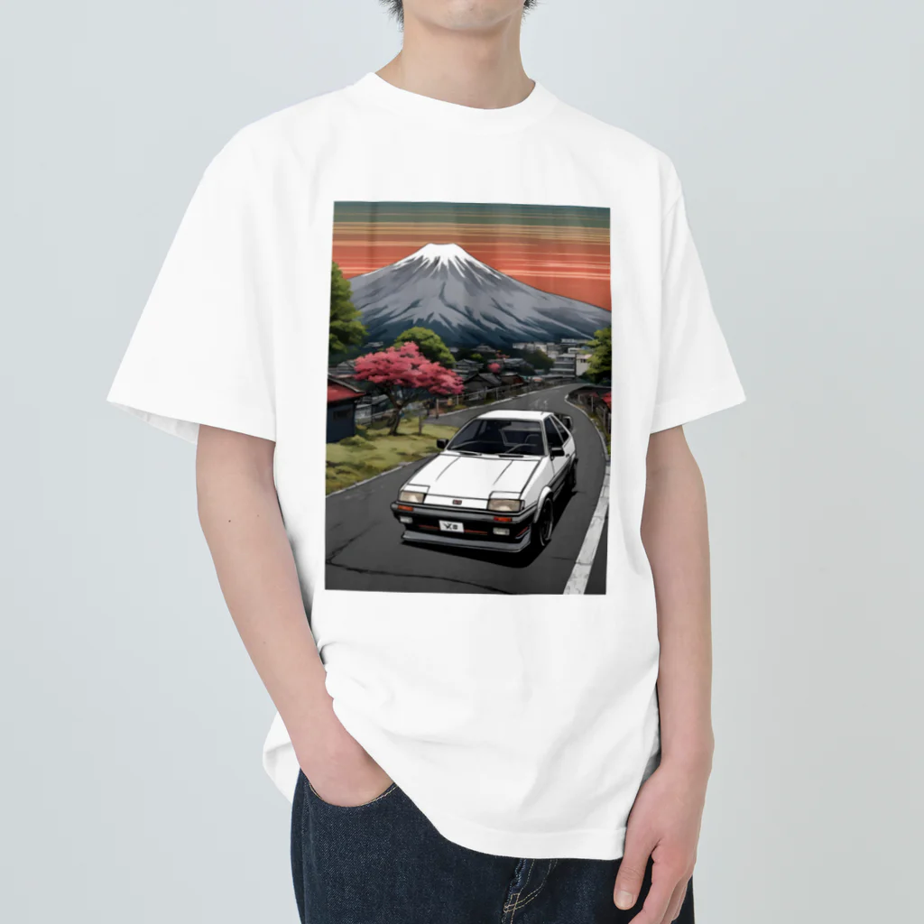 JapanCarStyleの白いスポーツカーと日本の風景2 Heavyweight T-Shirt