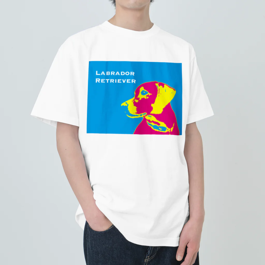 HanaTorantaのラブラドール　抽象化ピンク×ブルー Heavyweight T-Shirt