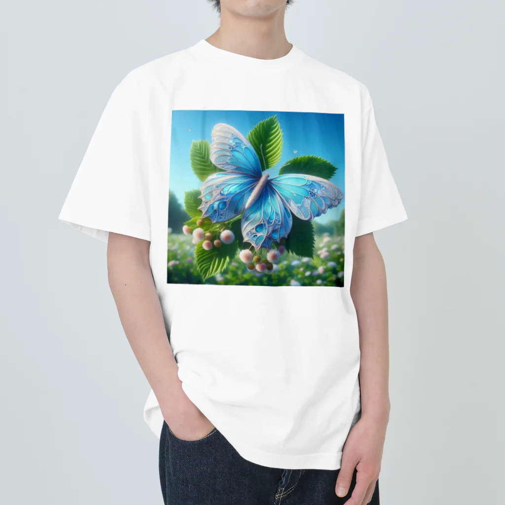 Chihiro0318の水色に舞う美しい蝶々 Heavyweight T-Shirt