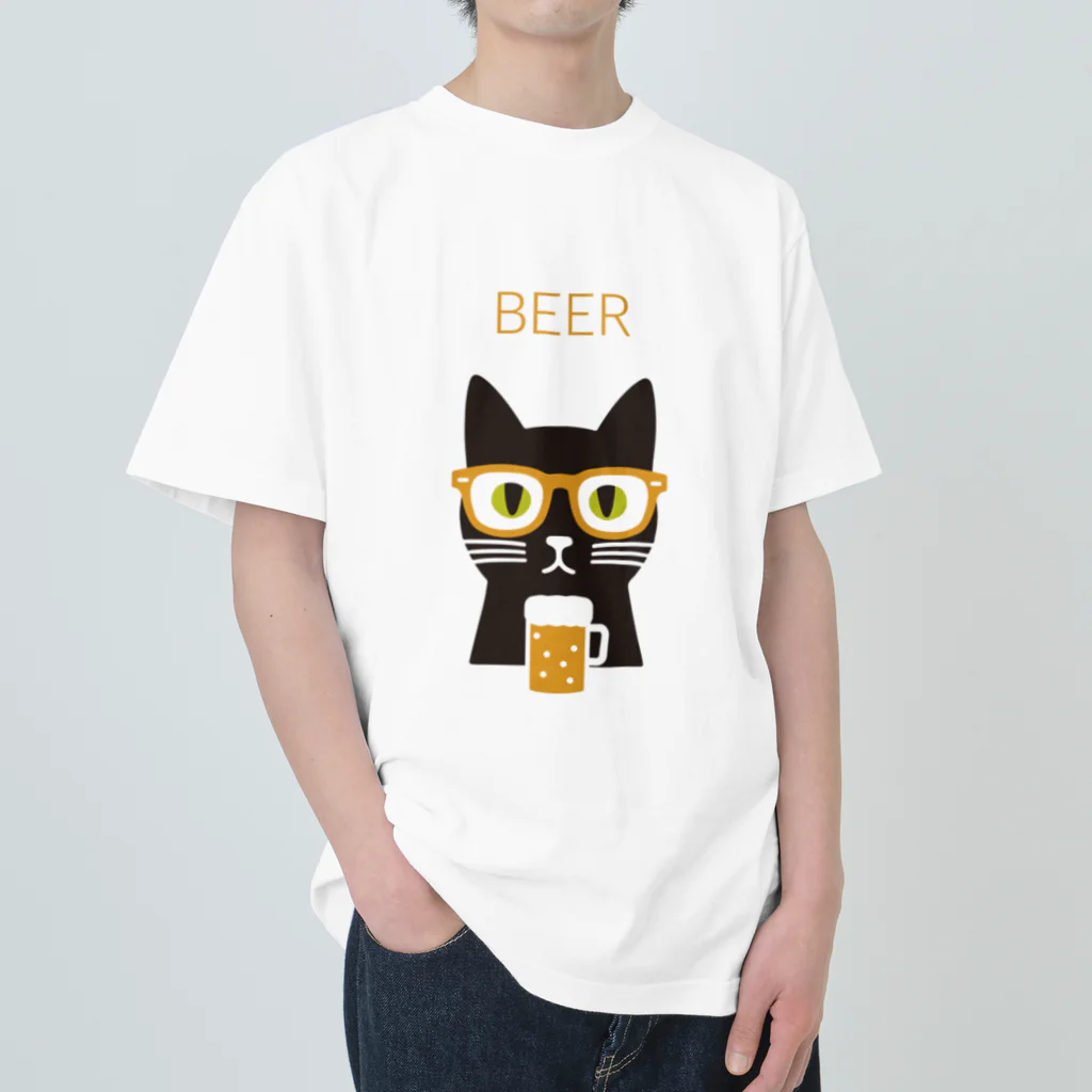 ねこのみのビール ネコ ヘビーウェイトTシャツ