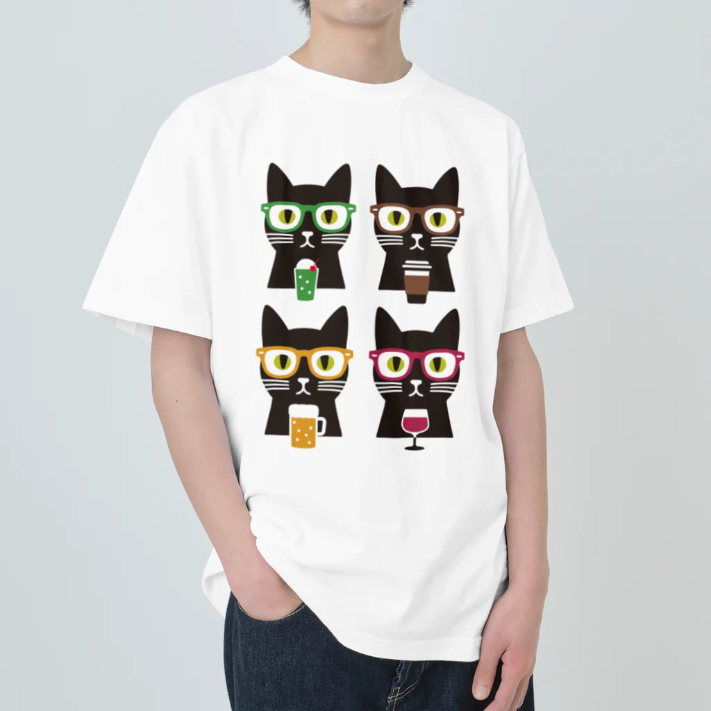 ねこのみの色々飲む ネコ ヘビーウェイトTシャツ