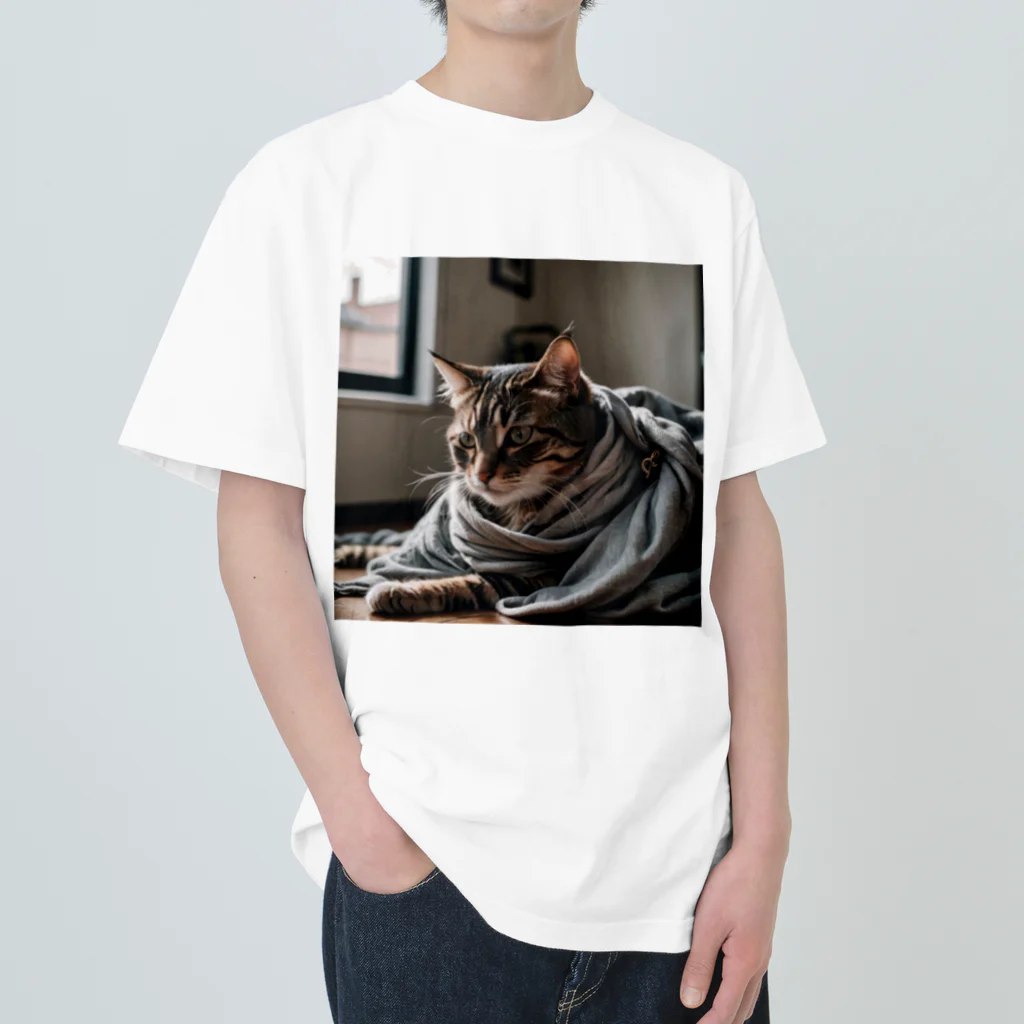 zigerparkの毛布にくるまる猫 Heavyweight T-Shirt