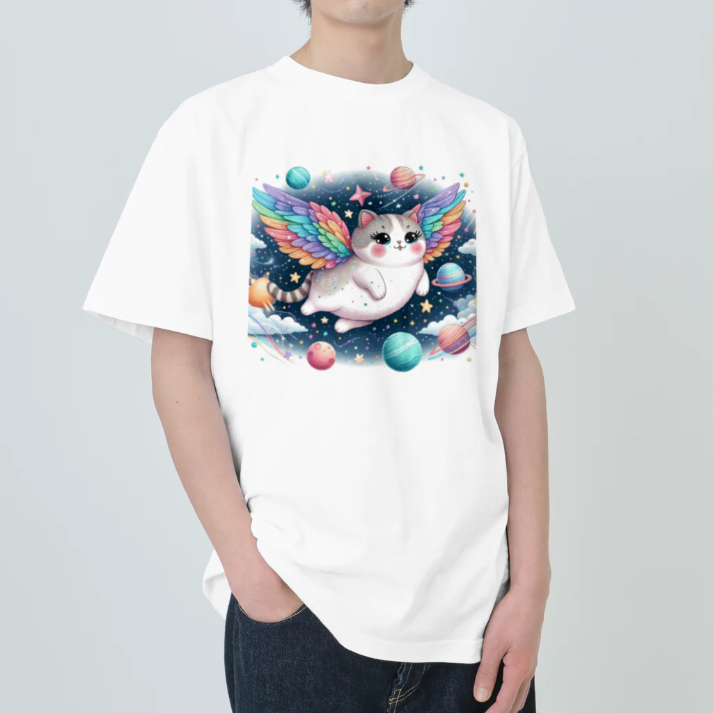 キャットパラダイス☆彡のユニ猫　宇宙空間 ヘビーウェイトTシャツ
