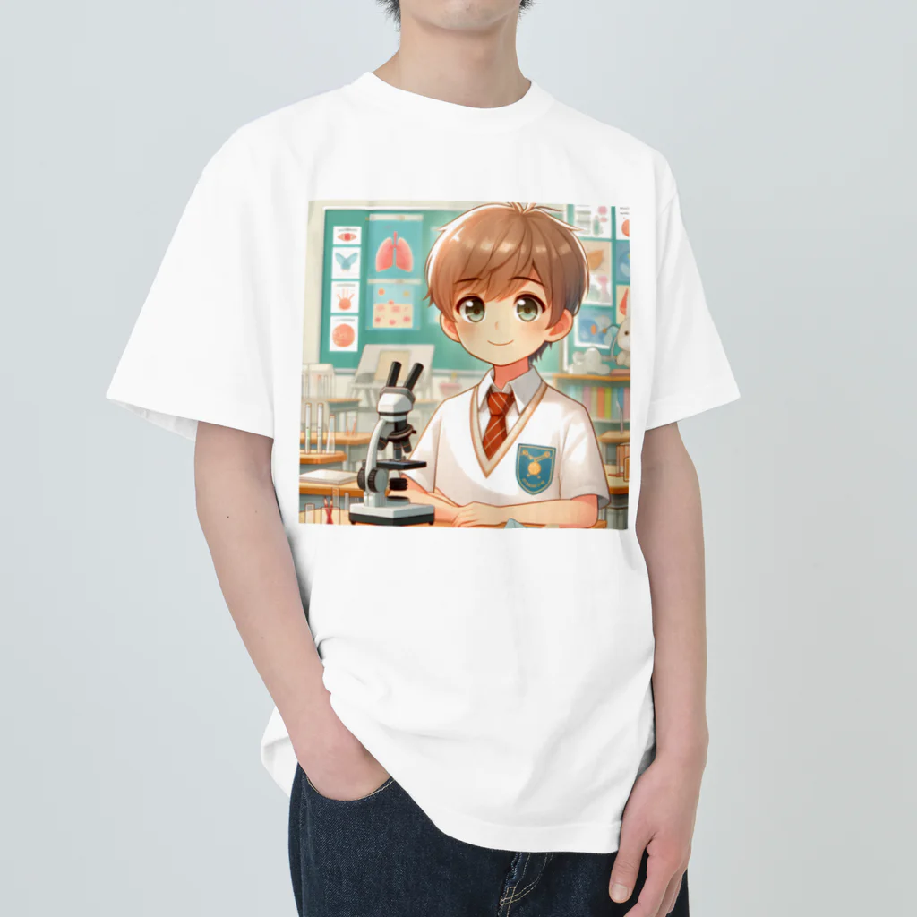 可愛い男の子イラスト販売所　By,keicyanの男の子　中学1年生　科学部 Heavyweight T-Shirt