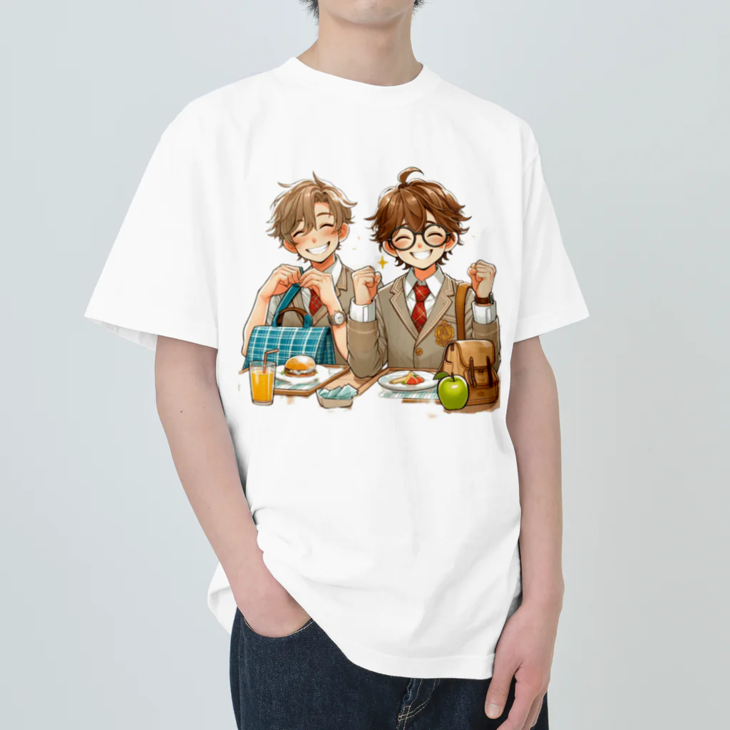 可愛い男の子イラスト販売所　By,keicyanの男の子　中学1年生　ランチタイム ヘビーウェイトTシャツ