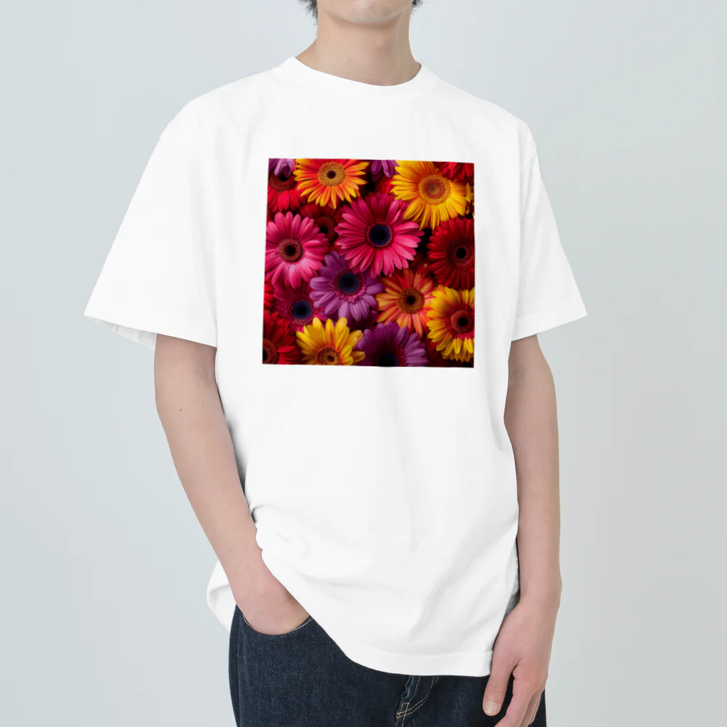 オンラインショップイエローリーフの色鮮やかな花 ヘビーウェイトTシャツ