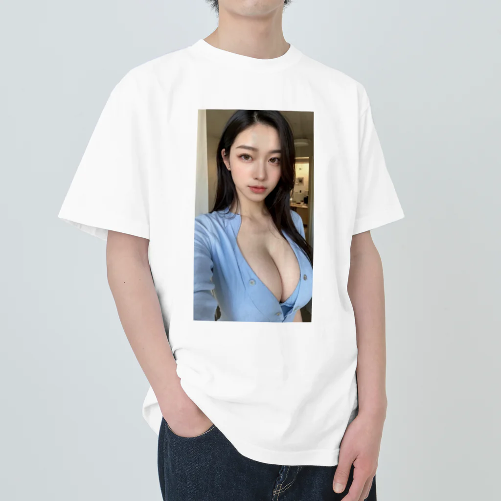 AI美女ワールドのロングヘア Heavyweight T-Shirt