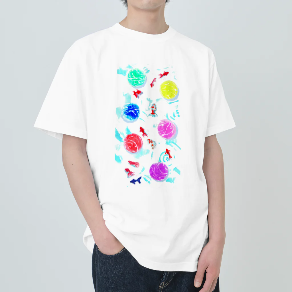 犬張子さんのお店の金魚と水風船 Heavyweight T-Shirt