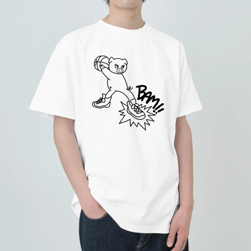 やまだあんずのぶたくん　バスケ　黒字ver Heavyweight T-Shirt