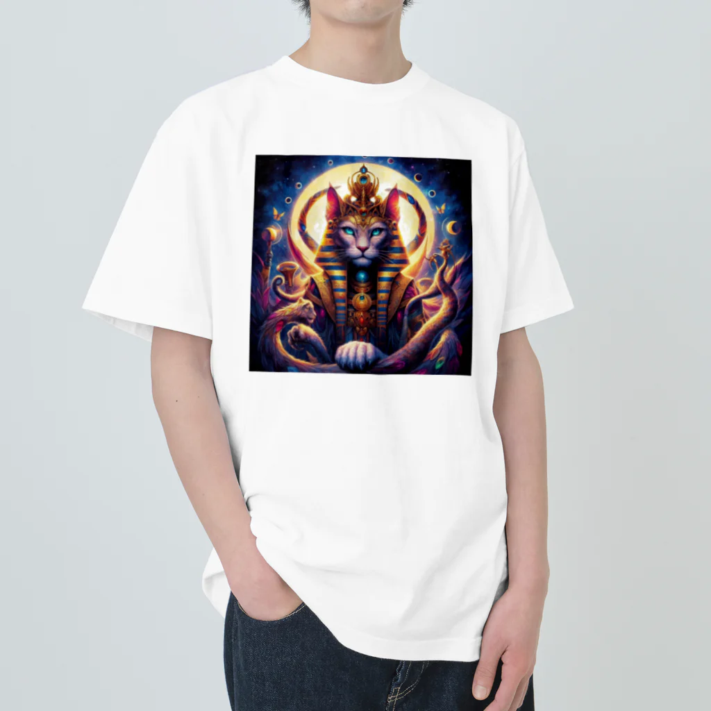 BabylonChannel 🎨 ✝️ ❤️‍🔥のバステト神　雌猫 Heavyweight T-Shirt