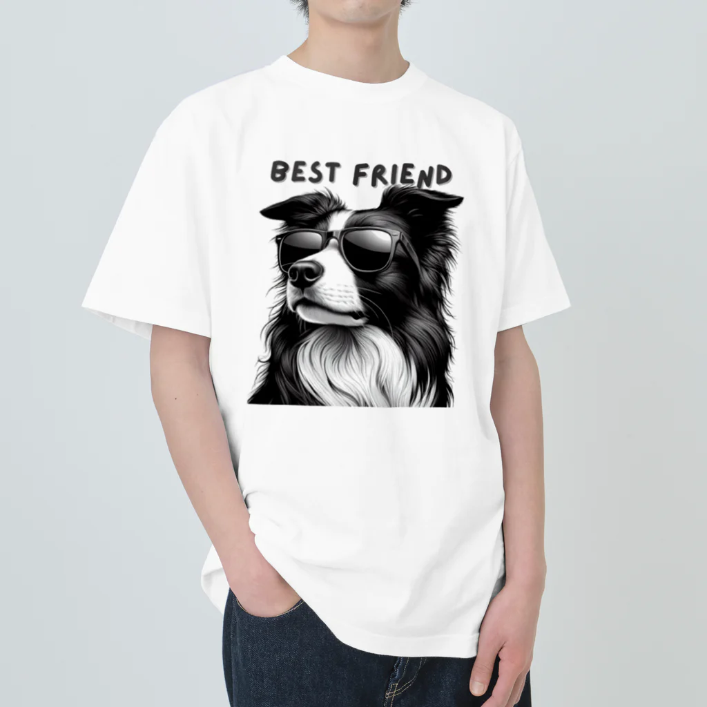 ビビりな番犬くんのBest Friendわんこ ヘビーウェイトTシャツ