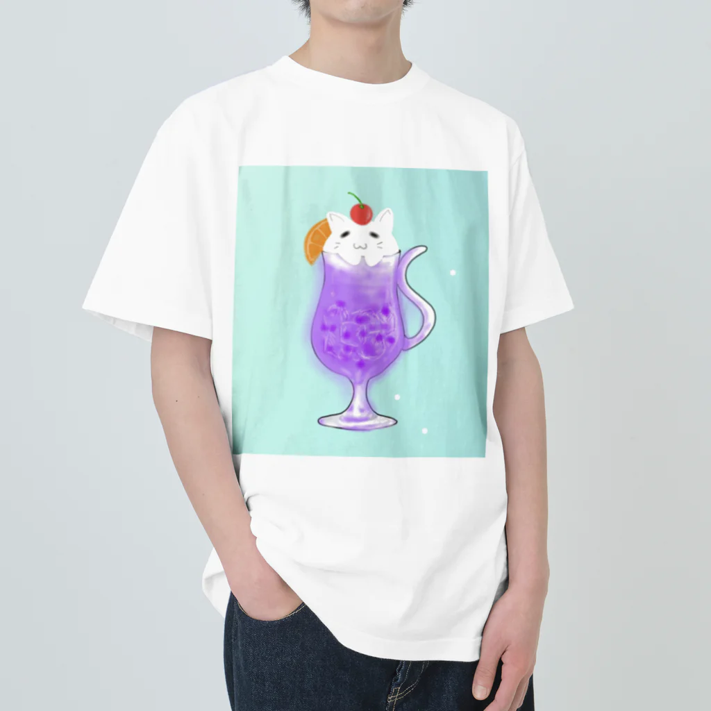 KuROiの白猫クリームソーダ Heavyweight T-Shirt