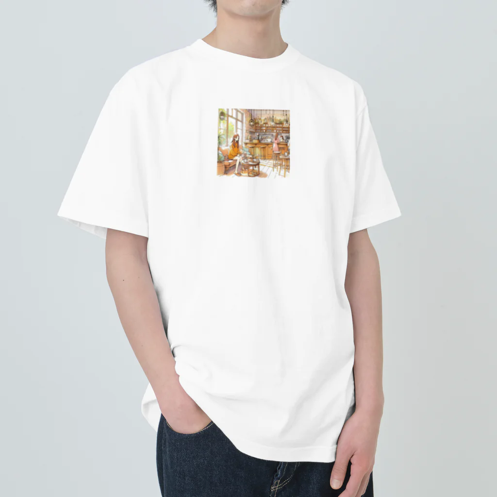 tattat259のカフェでくつろぐ女の子 Heavyweight T-Shirt