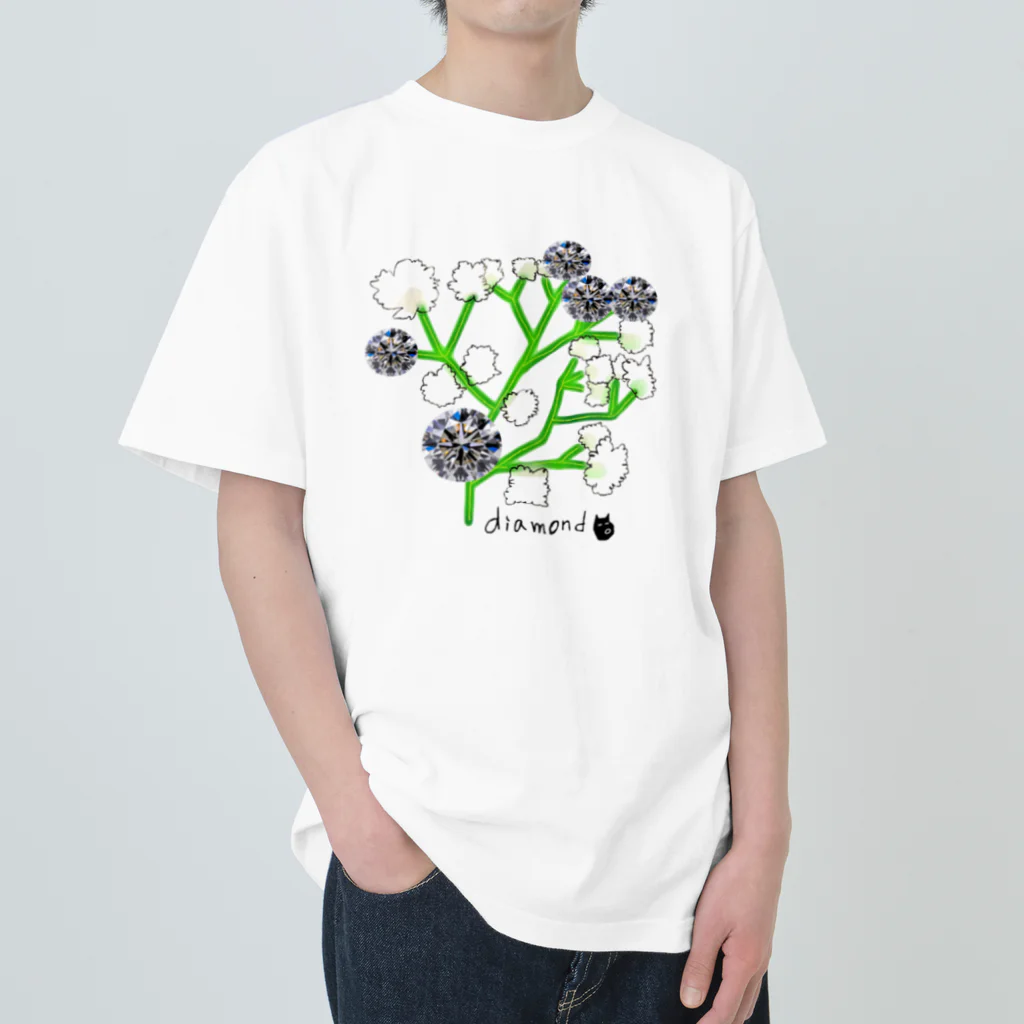 HIKARIBANAの【４月誕生月】幸せの花と石 Heavyweight T-Shirt