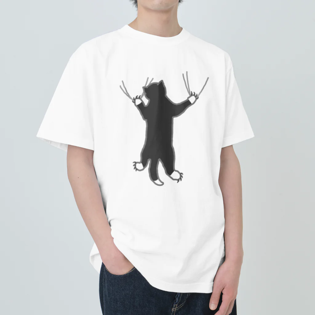 ざわ屋のしがみつく靴下猫 Heavyweight T-Shirt