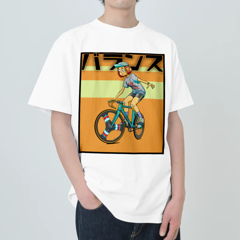 nidan-illustrationのバランス (inked fixie girl) ヘビーウェイトTシャツ