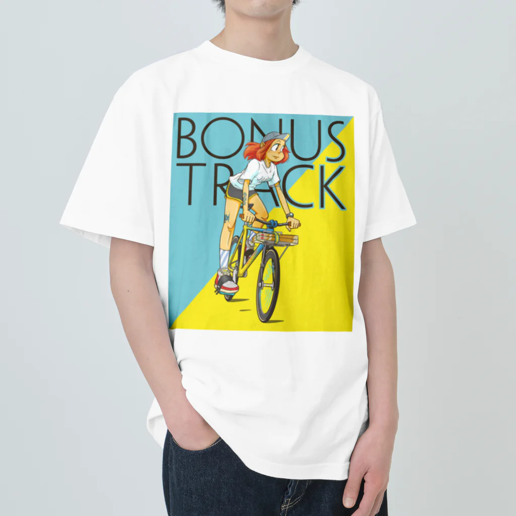 nidan-illustrationのBONUS TRACK (inked fixie girl) ヘビーウェイトTシャツ