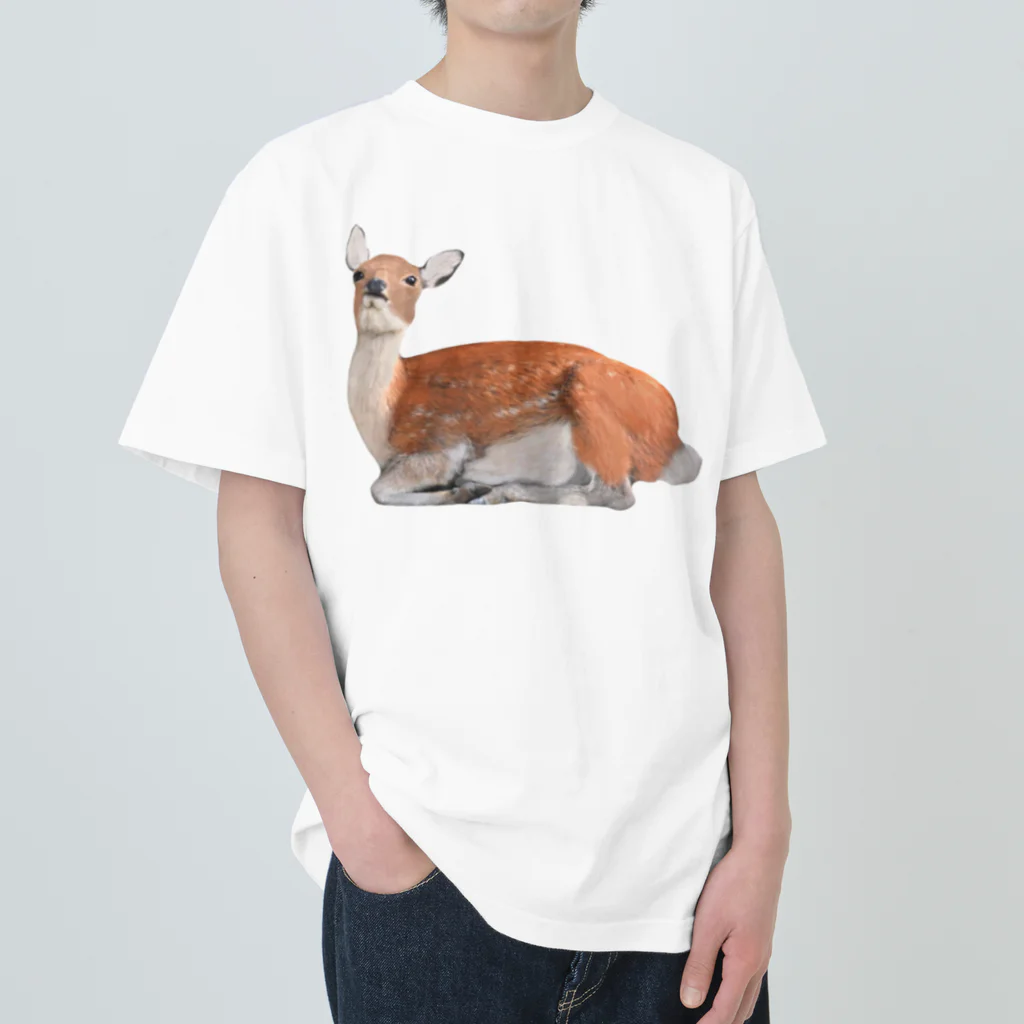 いきもの大好き！ほほえみフレンズのシカの息抜き ヘビーウェイトTシャツ