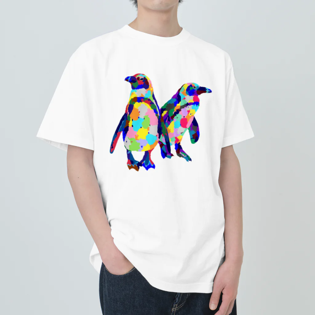 meiroのカラフルなペンギン Heavyweight T-Shirt