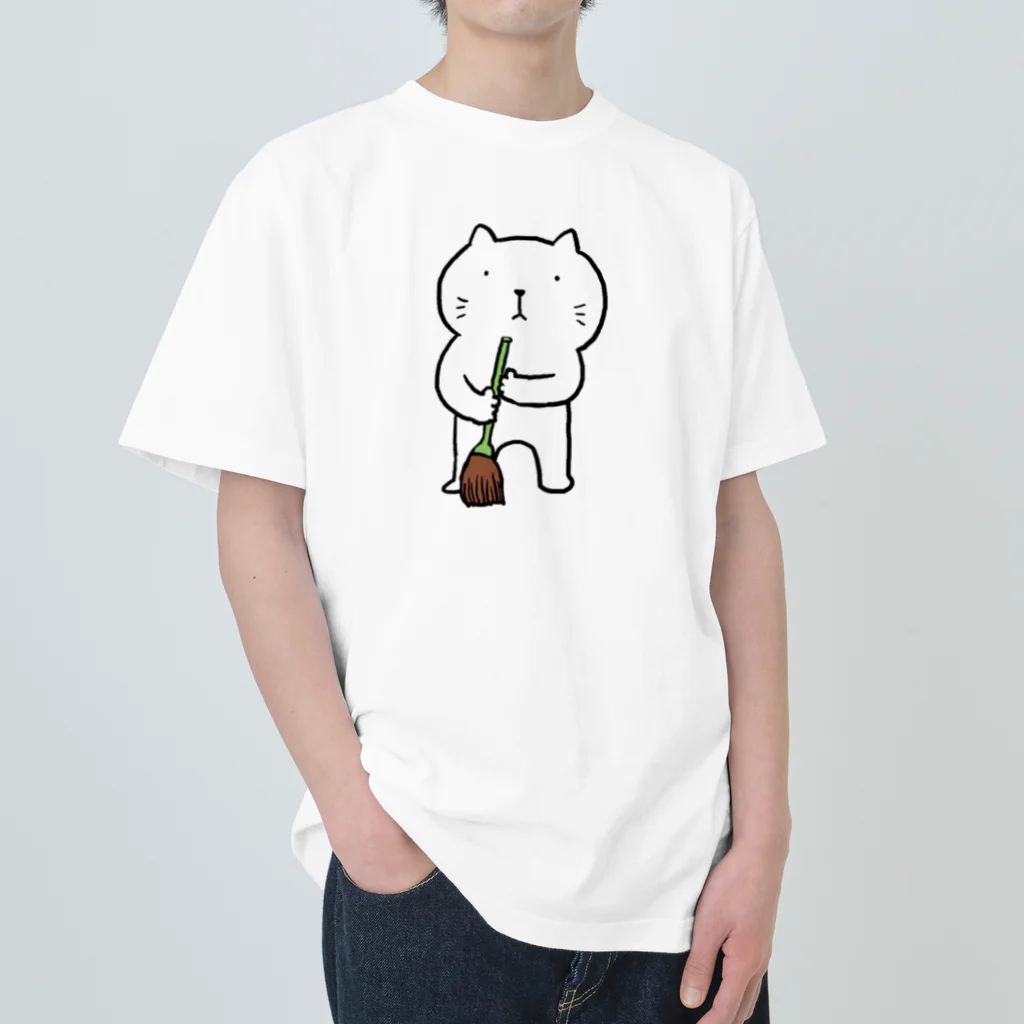 ウチウジンマンダラのねこ管理人掃除中 Heavyweight T-Shirt