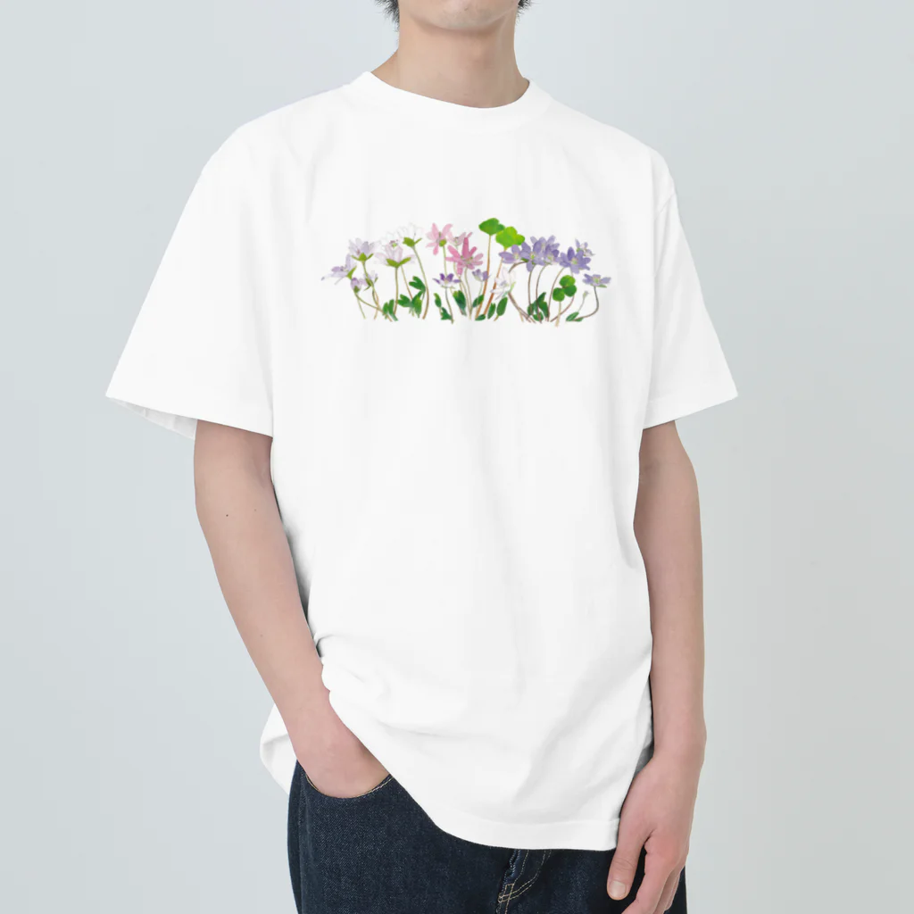 外山康雄　野の花館の雪割草 Heavyweight T-Shirt