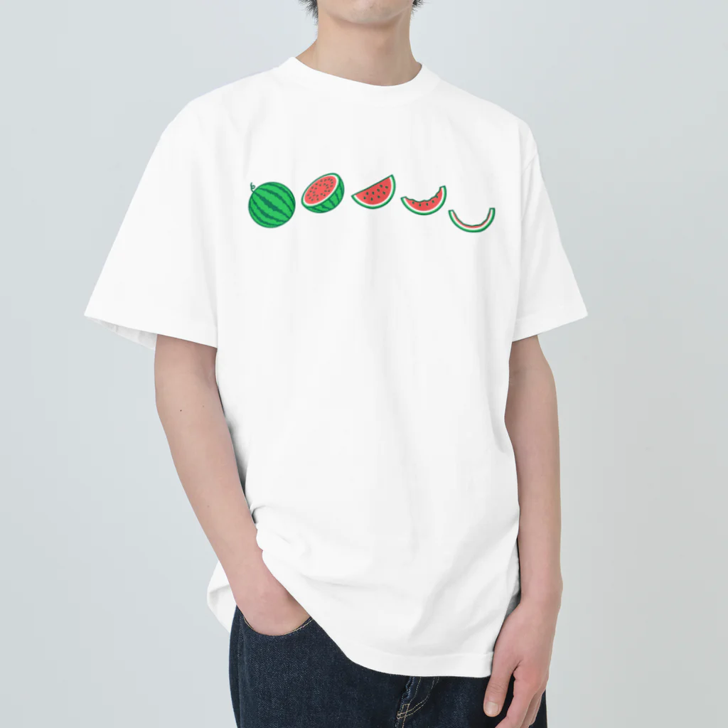 ☀️ひなたぼっくすの🍉スイカの満ち欠け(横) ヘビーウェイトTシャツ