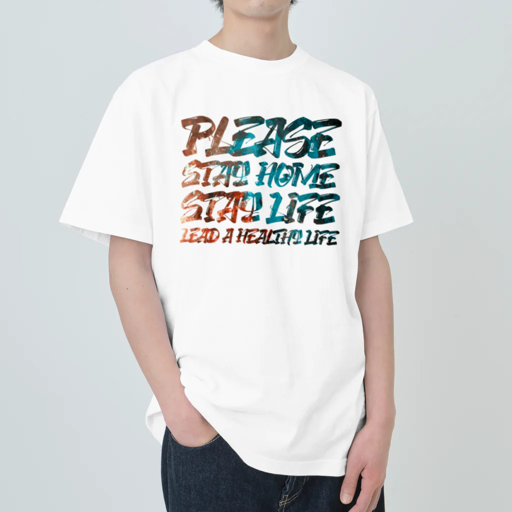 SANKAKU DESIGN STOREのPLEASE STAY HOME&LIFE! ペンキ ヘビーウェイトTシャツ