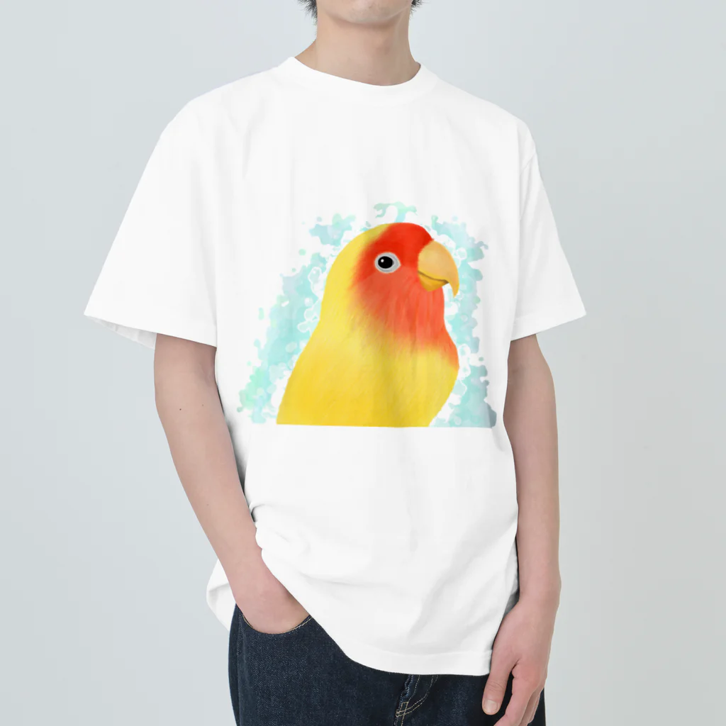 まめるりはことりのほんわかコザクラインコ　ルチノー【まめるりはことり】 ヘビーウェイトTシャツ