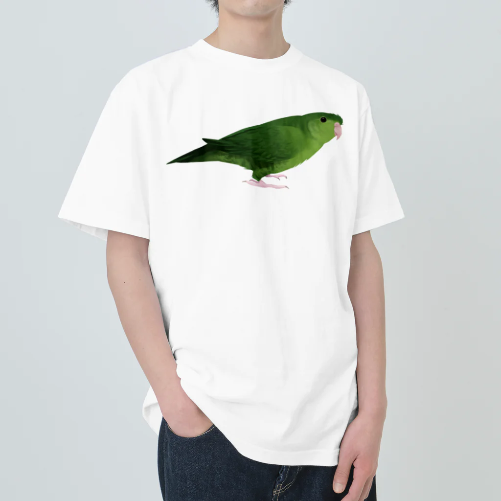 まめるりはことりのサザナミインコ　グリーン【まめるりはことり】 ヘビーウェイトTシャツ