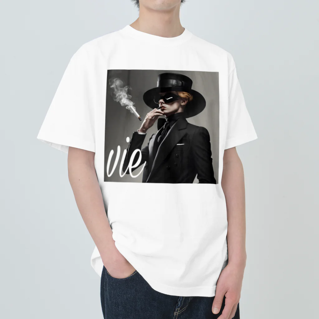 vieのvie BLACK_smoke Heavyweight T-Shirt