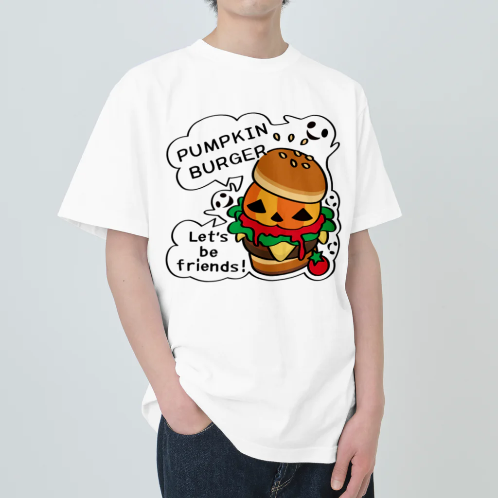 イラスト MONYAAT のGz かぼちゃバーガーA ヘビーウェイトTシャツ