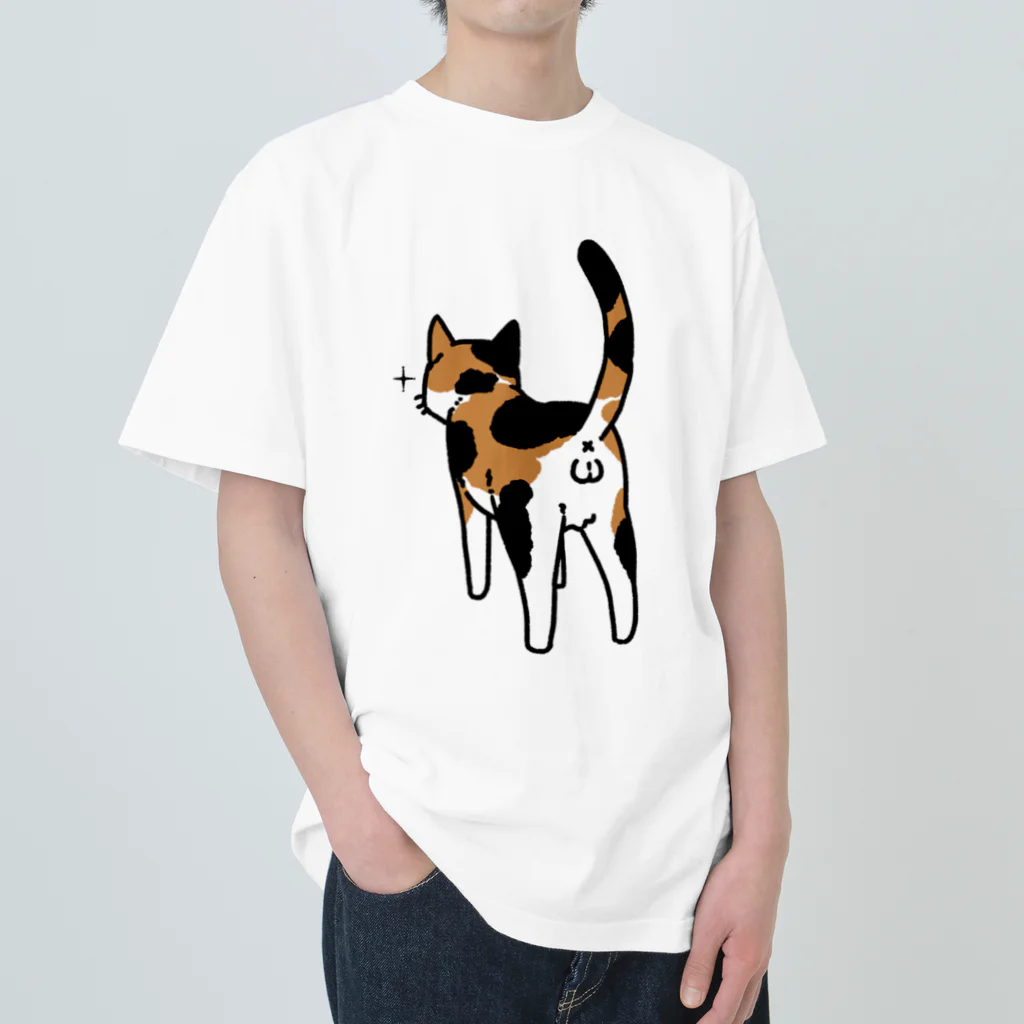 Riotoのねこけつω（三毛猫） ヘビーウェイトTシャツ