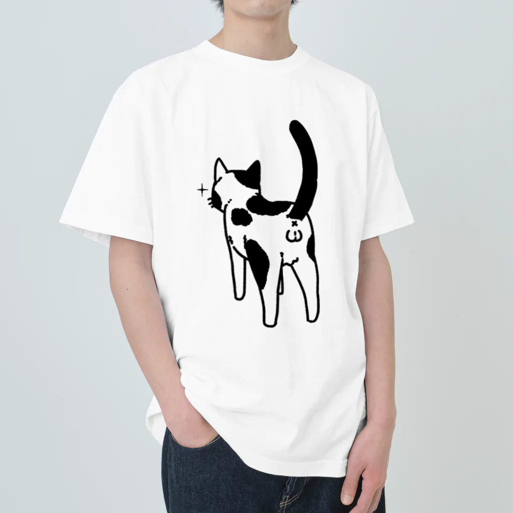 Riotoのねこけつω（ぶち猫） ヘビーウェイトTシャツ