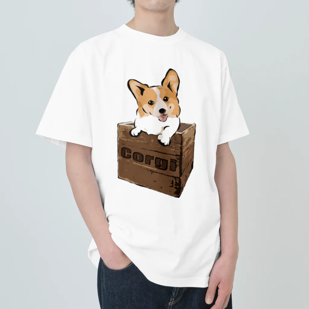 犬グッズの店しえるぶるーの箱入りコーギー Heavyweight T-Shirt