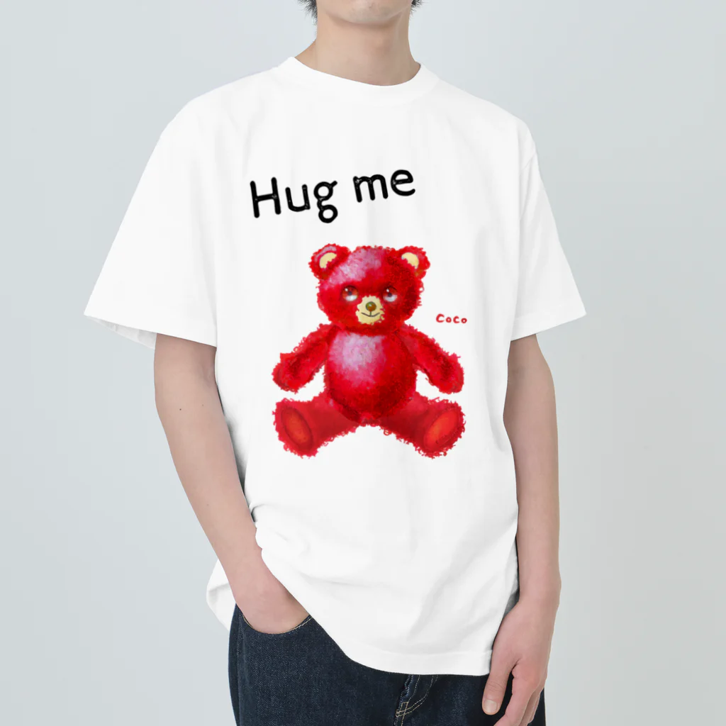 cocoartの雑貨屋さんの【Hug me】（赤くま） Heavyweight T-Shirt